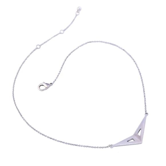 Clear Crystal Minimalist Vintage Silver Pendant Necklace - Picture 5 of 7